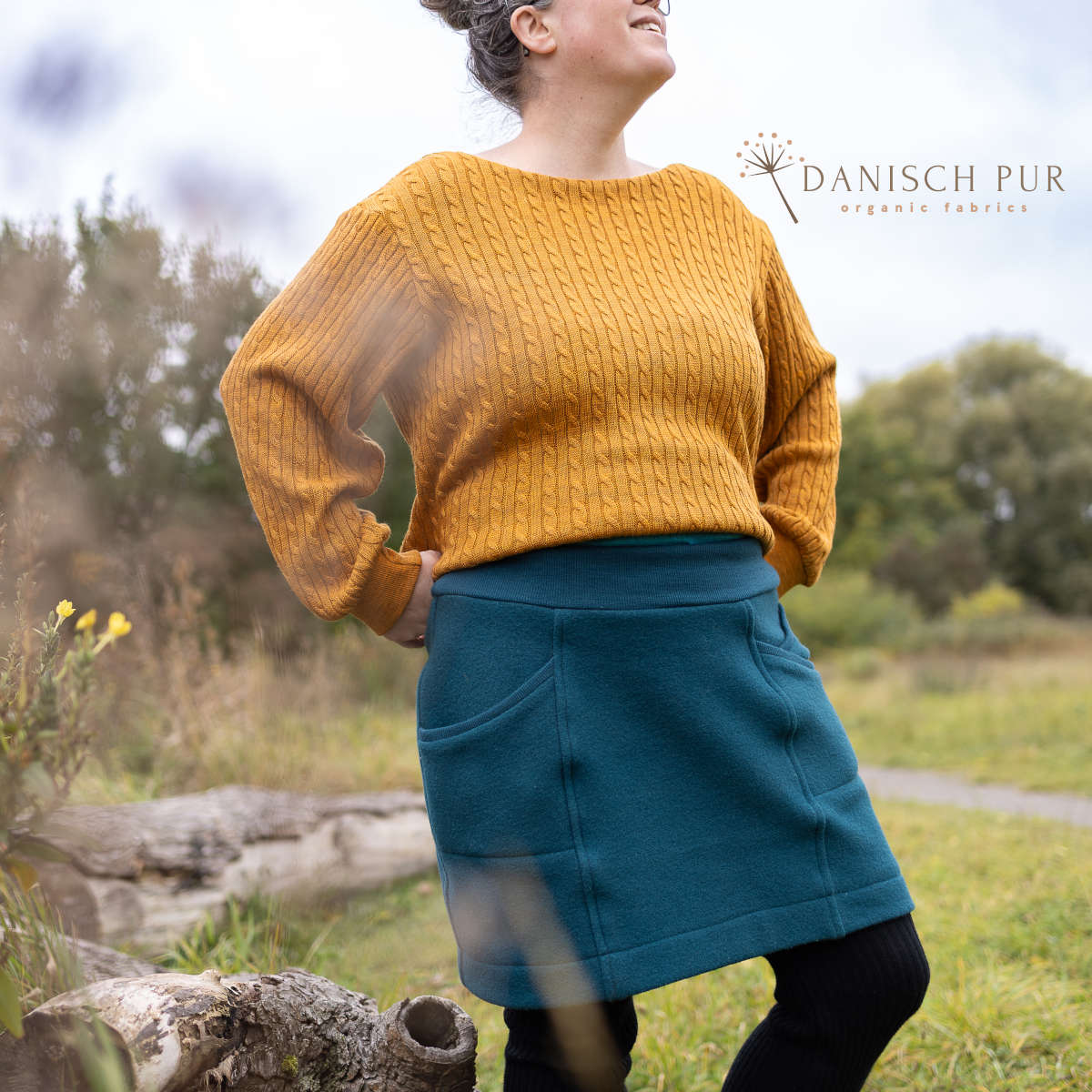 Dicker Bio Wolljersey Zopfstrick Gold meliert (Merino, kbt, mulesingfrei)