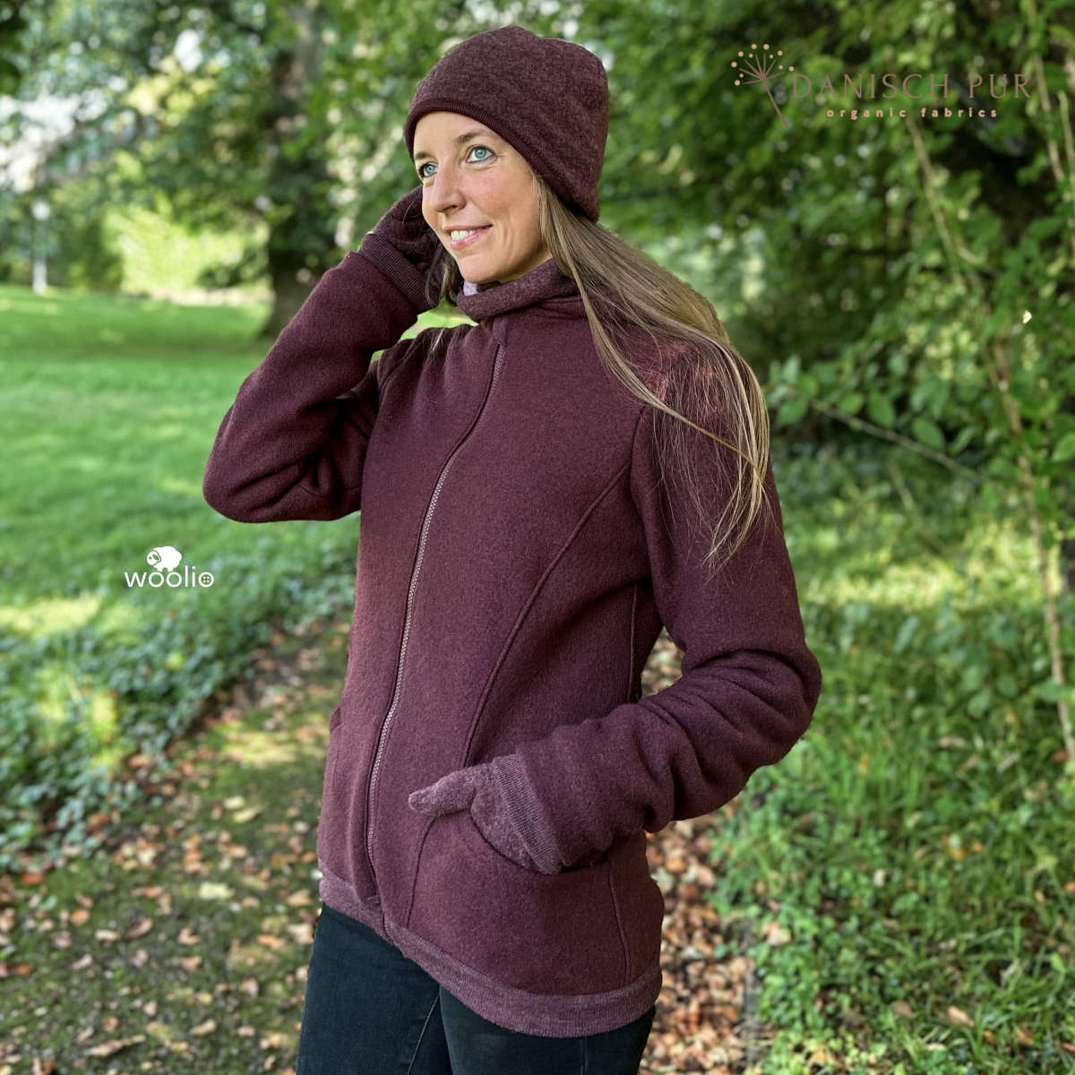 Cozy walk in chocolate cherry - organic wool walk as merino wool walk