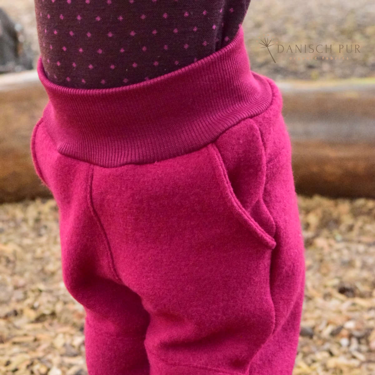 Organic wool ribbing, Lampone melange (organic, mulesing-free), ribbed in a tube