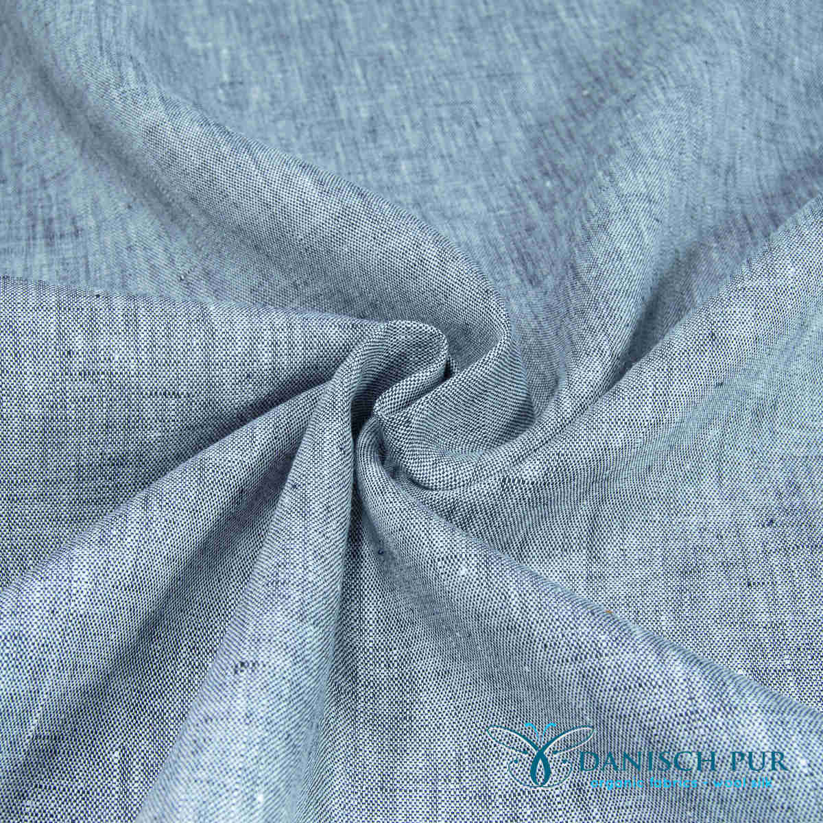 Woven linen (organic) in storm cloud blue