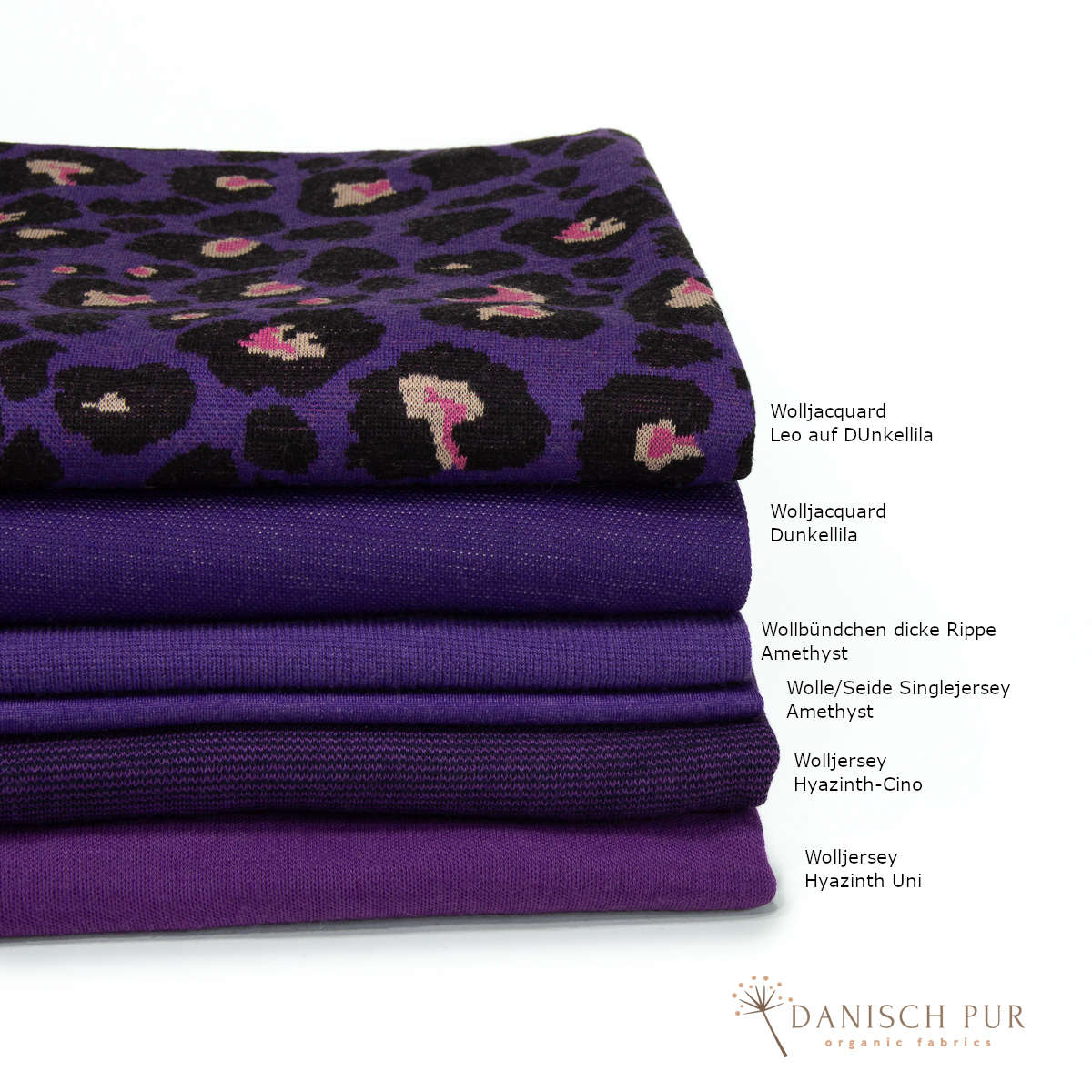 Organic wool silk dandelions on black (kbt, mulesing free) 125cm