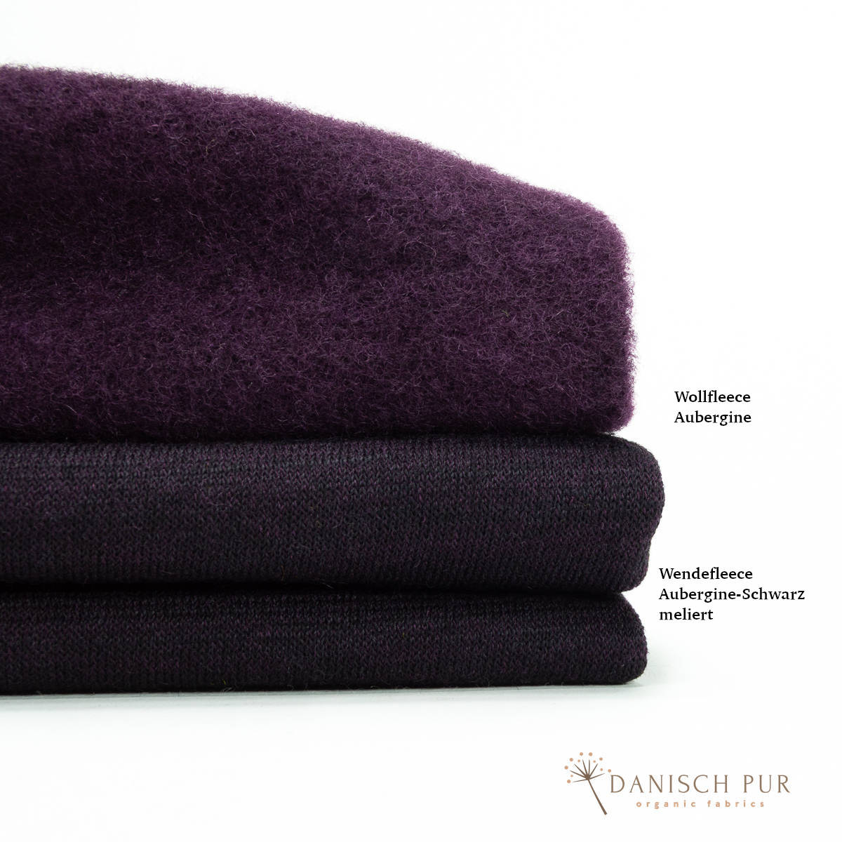 Bio Wollfleece Aubergine meliert(100% Schurwolle, Merino, kbt, mulesingfrei)