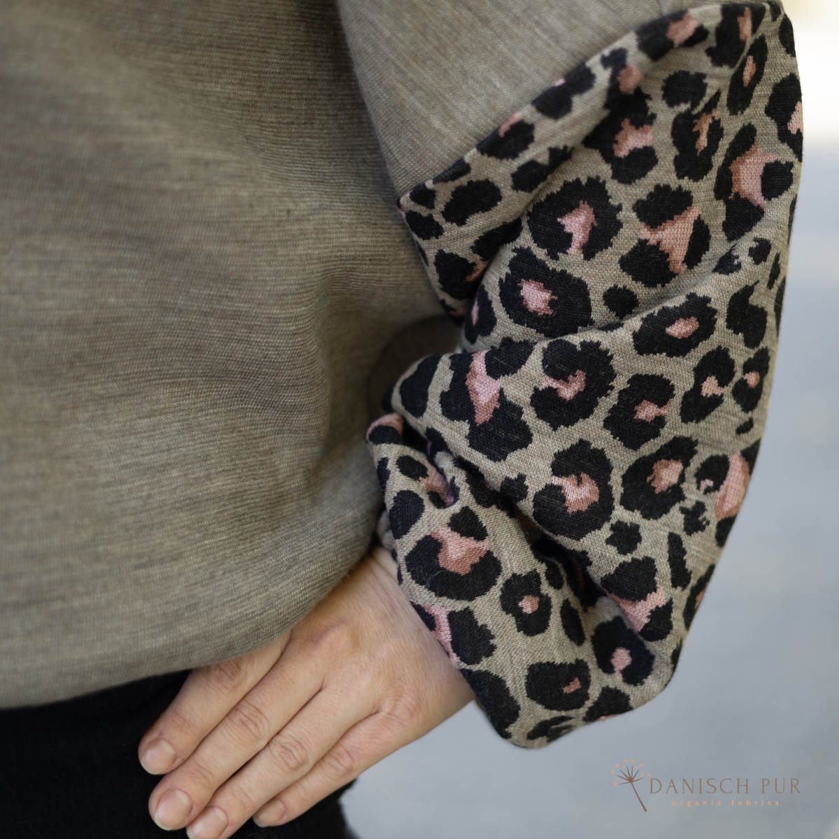 Bio Wendefleece Taupe meliert (100% Schurwolle, Merino, kbt, mulesingfrei)
