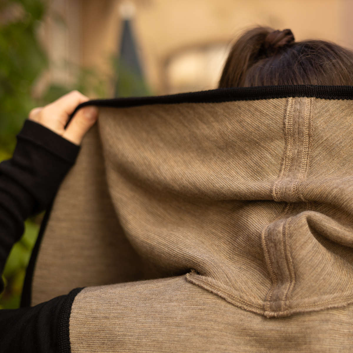 Organic reversible fleece, gold melange (100% virgin wool, Merino, organic, mulesing-free)