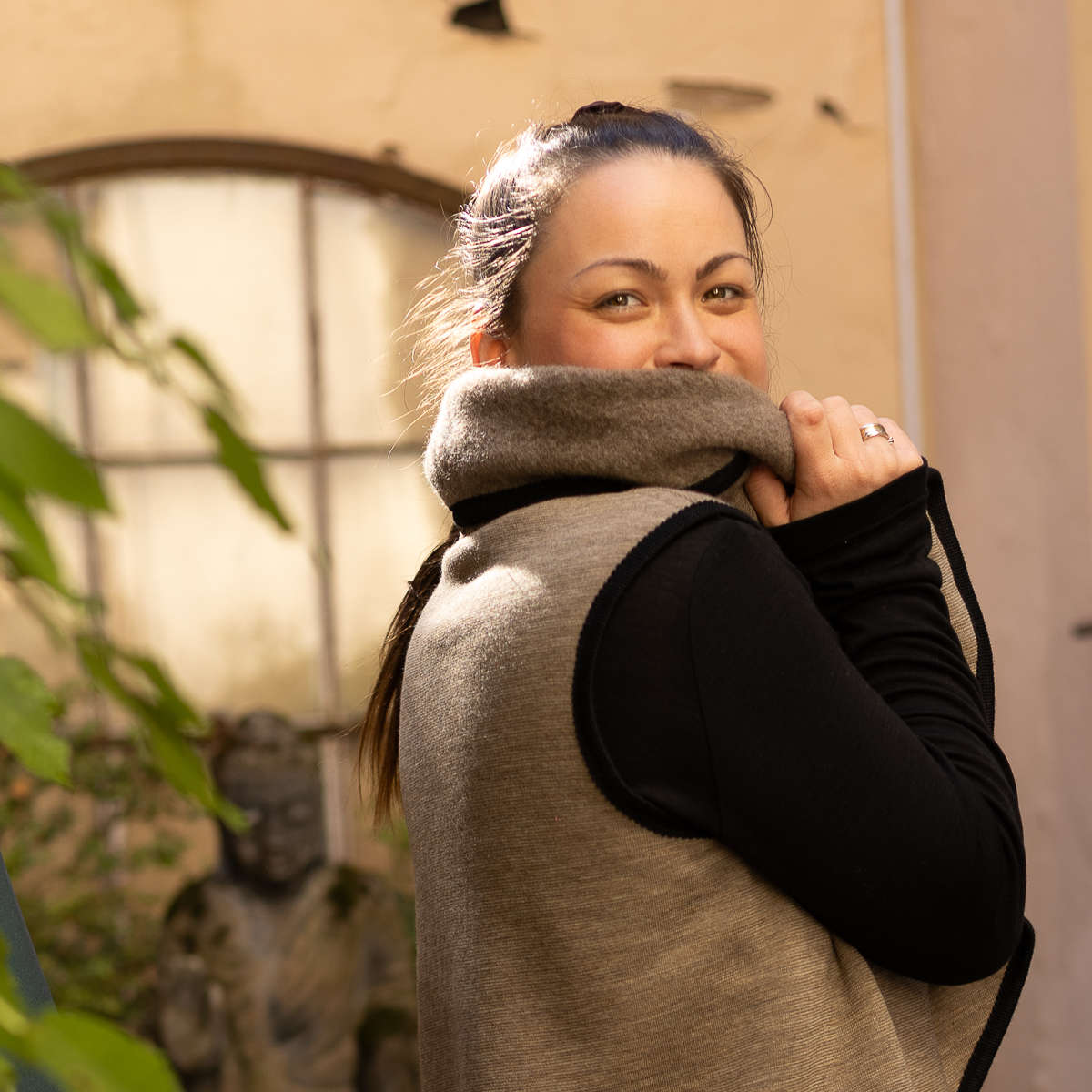 Organic reversible fleece, gold melange (100% virgin wool, Merino, organic, mulesing-free)