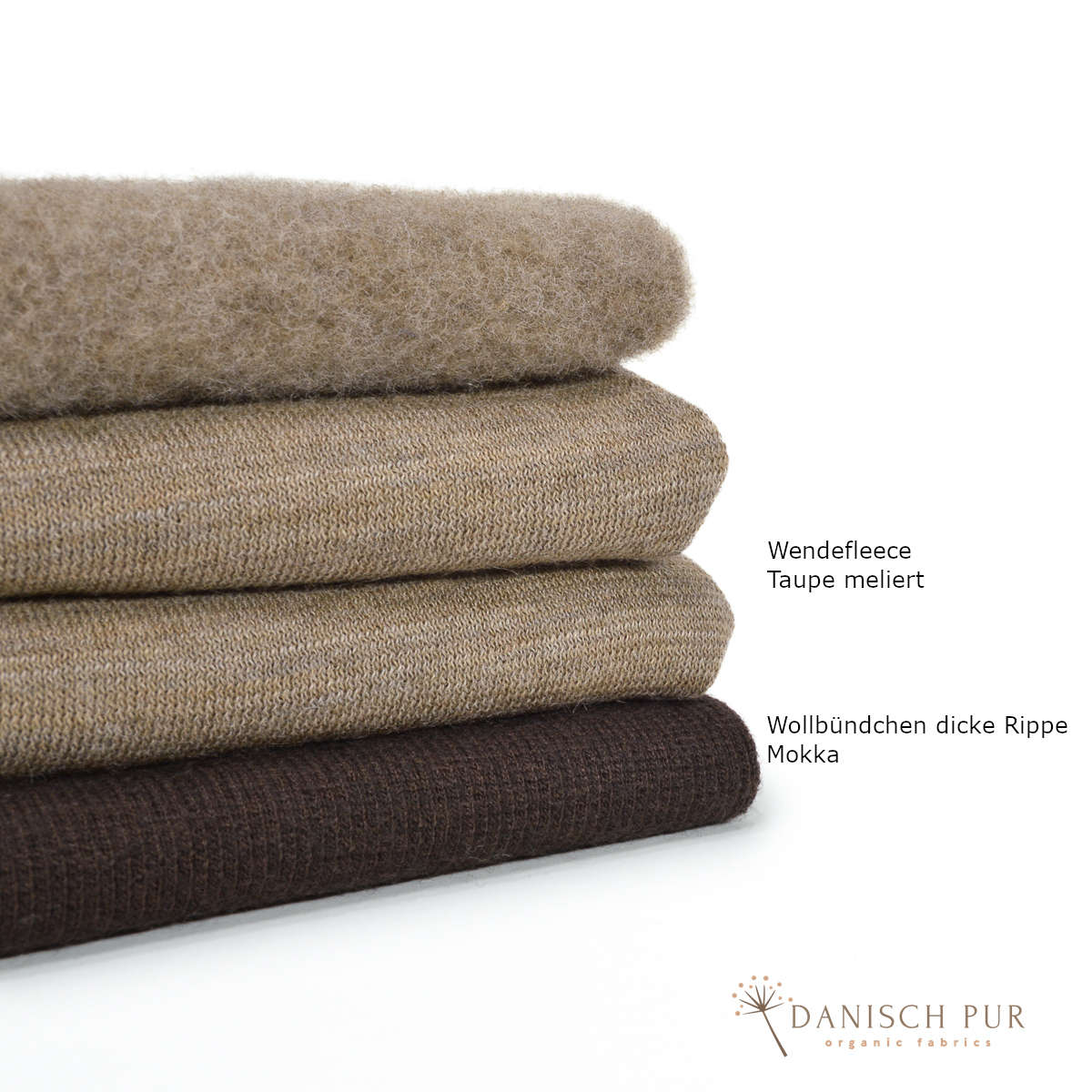 Bio Wendefleece Taupe meliert (100% Schurwolle, Merino, kbt, mulesingfrei)