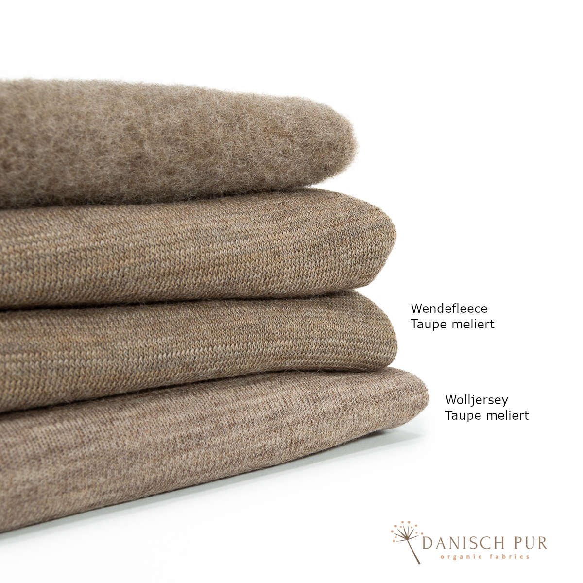 Bio Wendefleece Taupe meliert (100% Schurwolle, Merino, kbt, mulesingfrei)