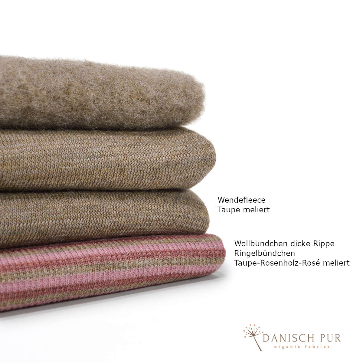 Bio Wendefleece Taupe meliert (100% Schurwolle, Merino, kbt, mulesingfrei)
