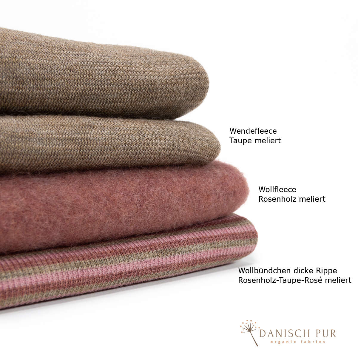 Bio Wendefleece Taupe meliert (100% Schurwolle, Merino, kbt, mulesingfrei)