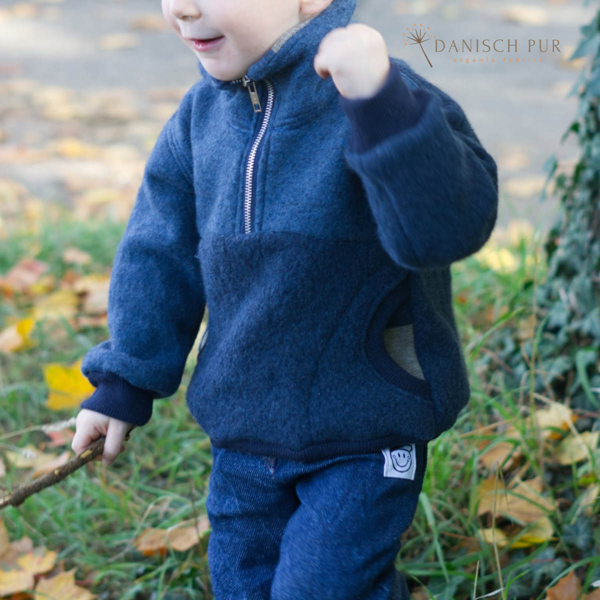 Bio Wendefleece Tiefsee-Lagoblau meliert (100% Schurwolle, Merino, kbt, mulesingfrei)