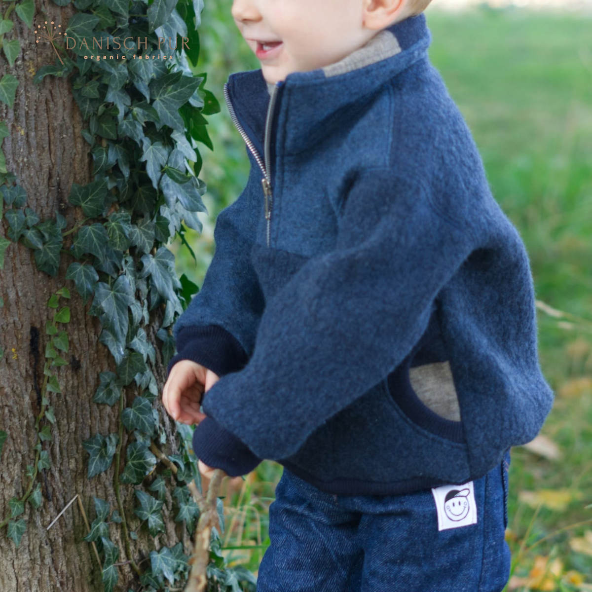 Bio Wendefleece Tiefsee-Lagoblau meliert (100% Schurwolle, Merino, kbt, mulesingfrei)