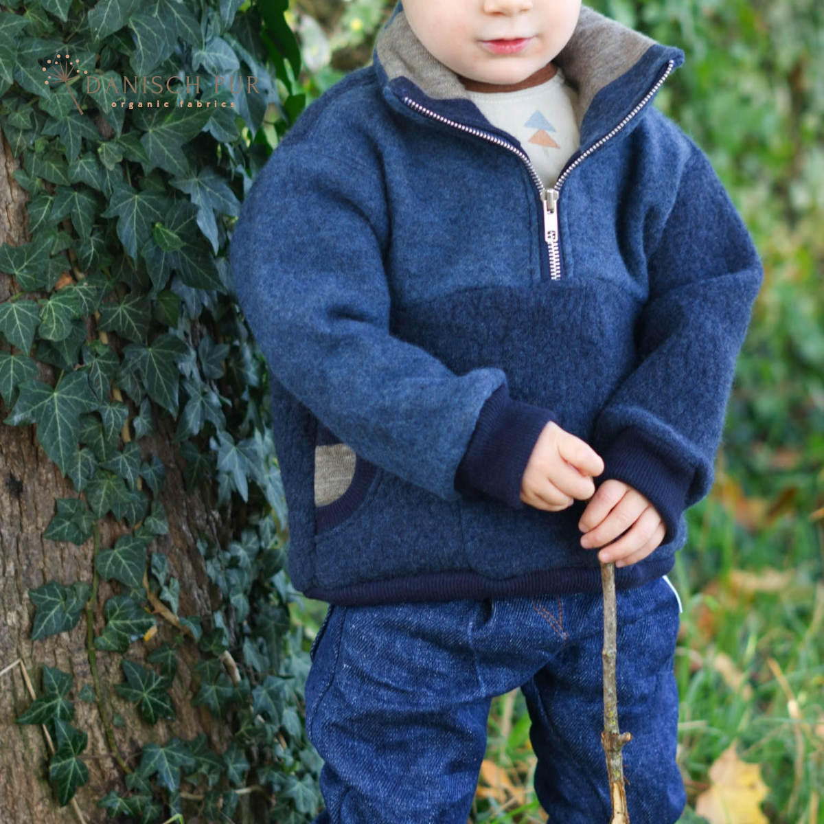 Bio Wendefleece Tiefsee-Lagoblau meliert (100% Schurwolle, Merino, kbt, mulesingfrei)