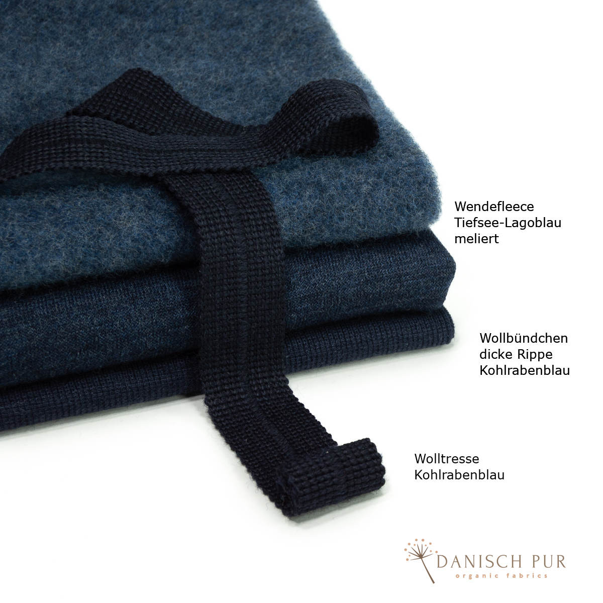 Bio Wendefleece Tiefsee-Lagoblau meliert (100% Schurwolle, Merino, kbt, mulesingfrei)