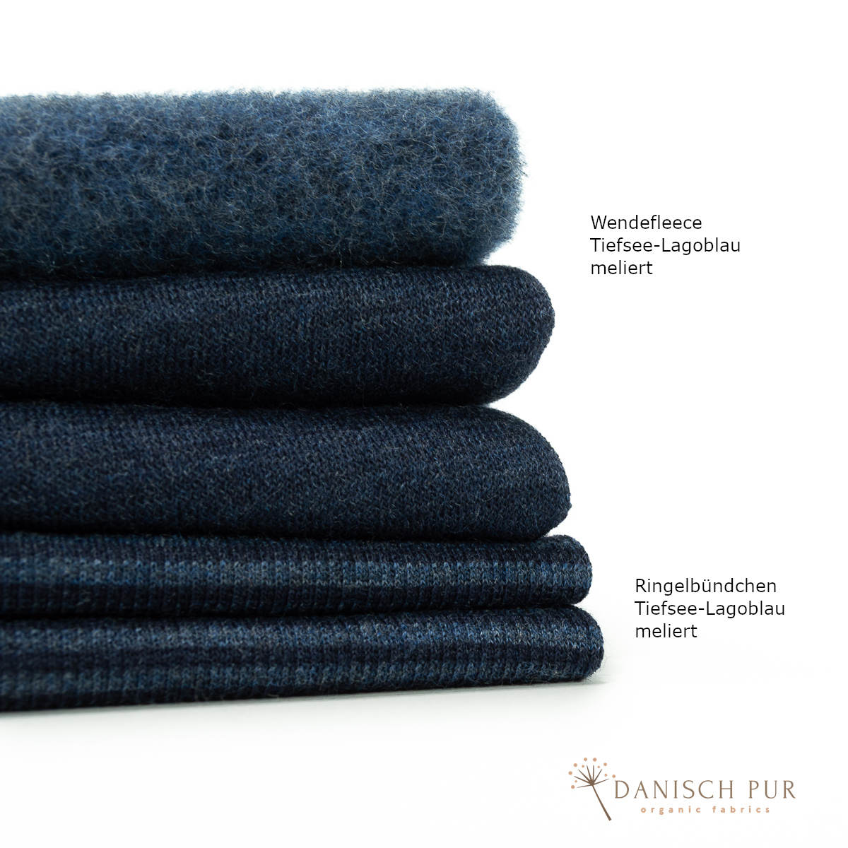 Bio Wendefleece Tiefsee-Lagoblau meliert (100% Schurwolle, Merino, kbt, mulesingfrei)