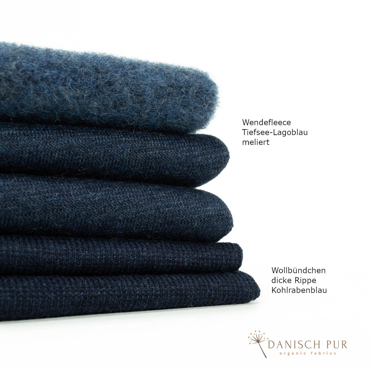 Bio Wendefleece Tiefsee-Lagoblau meliert (100% Schurwolle, Merino, kbt, mulesingfrei)