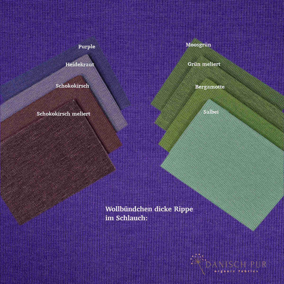 Bio Wollbündchen Amethyst (kbt, mulesingfrei) Rippe im Schlauch