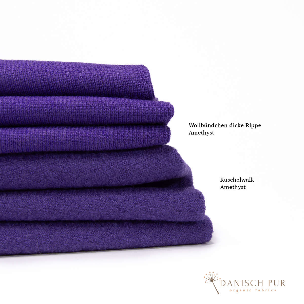 Bio Wollbündchen Amethyst (kbt, mulesingfrei) Rippe im Schlauch