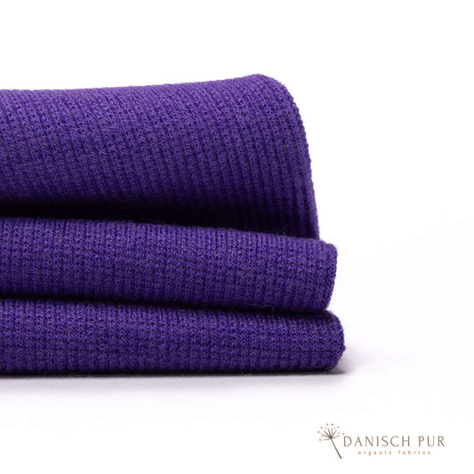 Bio Wollbündchen Amethyst (kbt, mulesingfrei) Rippe im Schlauch
