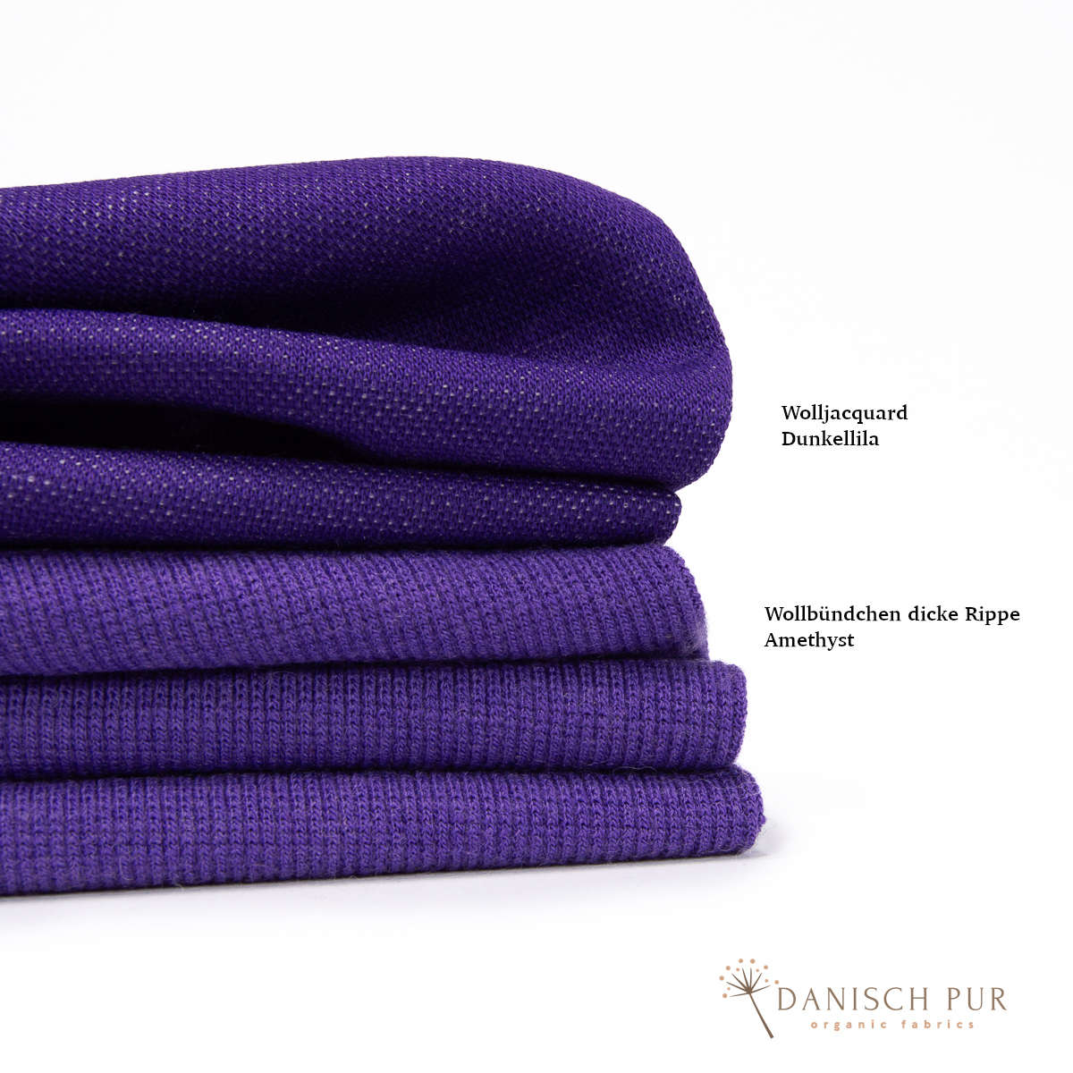 Bio Wollbündchen Amethyst (kbt, mulesingfrei) Rippe im Schlauch