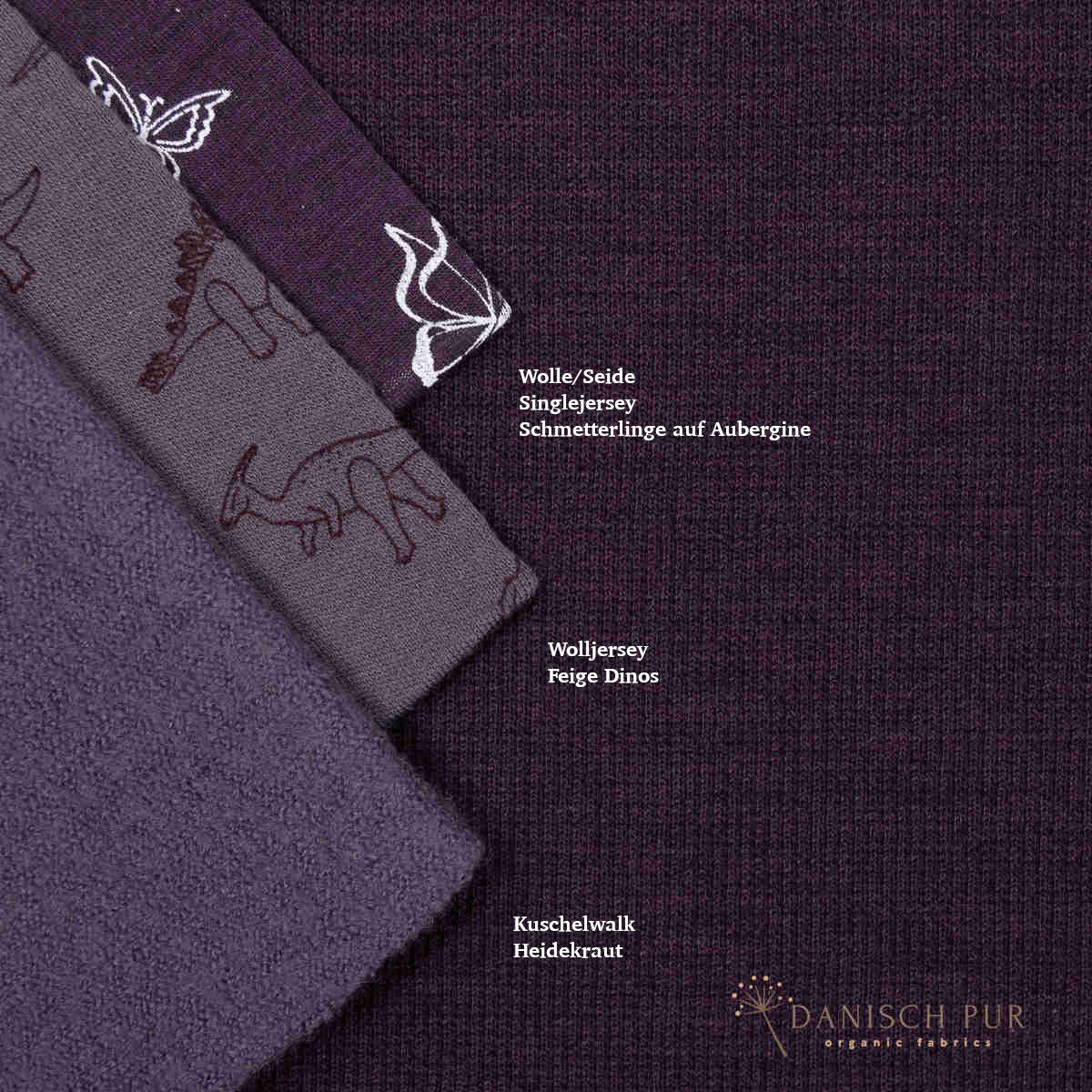 Bio Wollbündchen Aubergine meliert (kbt, mulesingfrei) Rippe im Schlauch