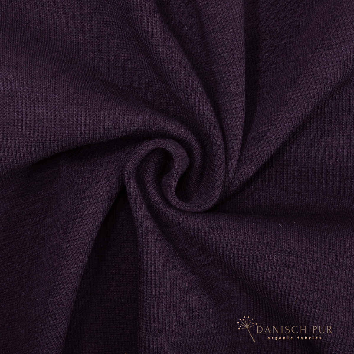 Bio Wollbündchen Aubergine meliert (kbt, mulesingfrei) Rippe im Schlauch