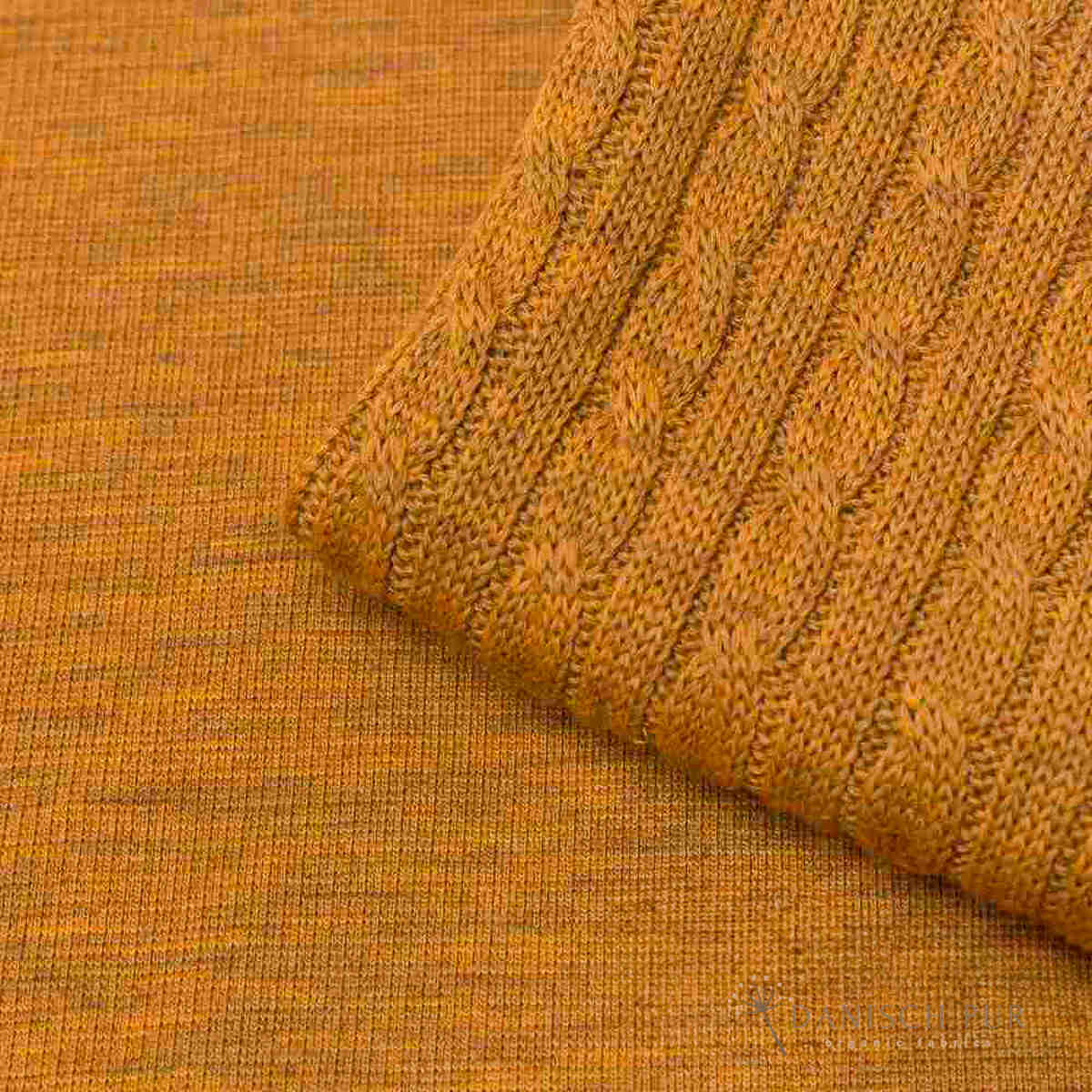 Meliertes Bio Wollbündchen Gold(kbt, mulesingfrei) Rippe im Schlauch