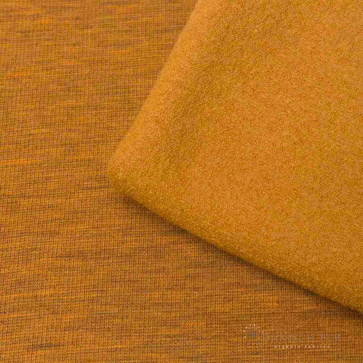 Meliertes Bio Wollbündchen Gold(kbt, mulesingfrei) Rippe im Schlauch