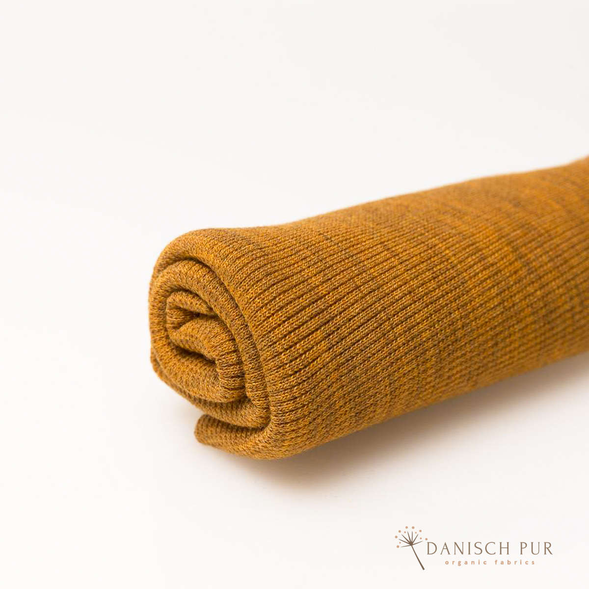 Meliertes Bio Wollbündchen Gold(kbt, mulesingfrei) Rippe im Schlauch
