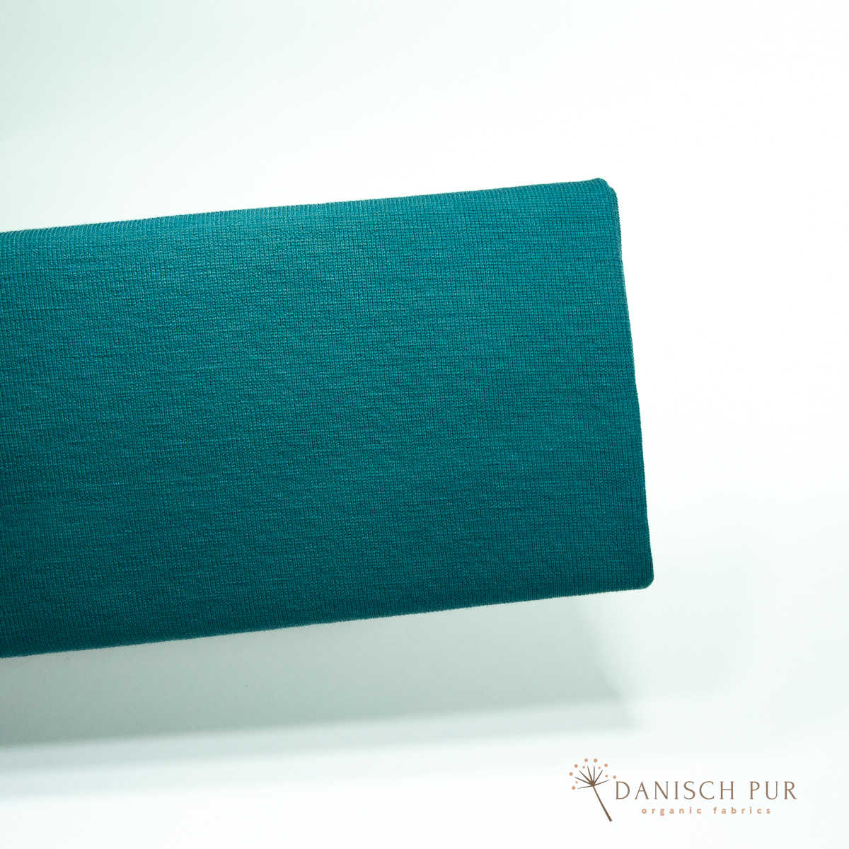 Bio Wollbündchen JadePetrol (kbt, mulesingfrei) Rippe im Schlauch