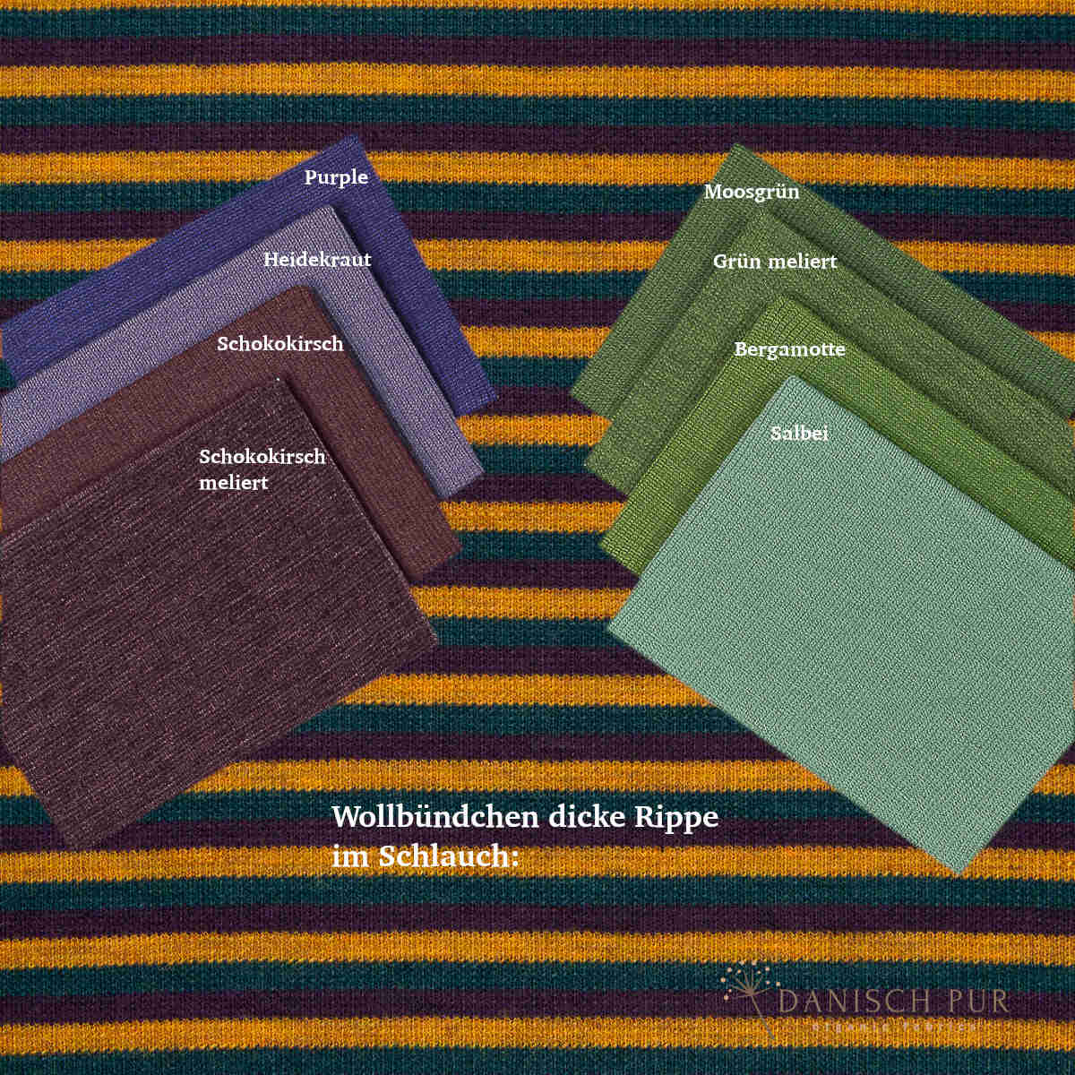 Ringelbündchen Bio Wollbündchen Langstrumpf-Ringel meliert Rippe im Schlauch (kbt, mulesingfrei)