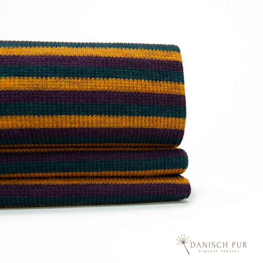 Ringelbündchen Bio Wollbündchen Langstrumpf-Ringel meliert Rippe im Schlauch (kbt, mulesingfrei)