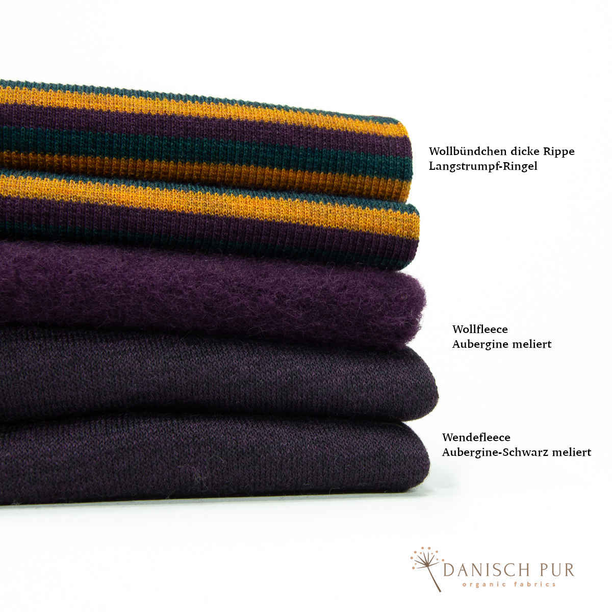 Ringelbündchen Bio Wollbündchen Langstrumpf-Ringel meliert Rippe im Schlauch (kbt, mulesingfrei)