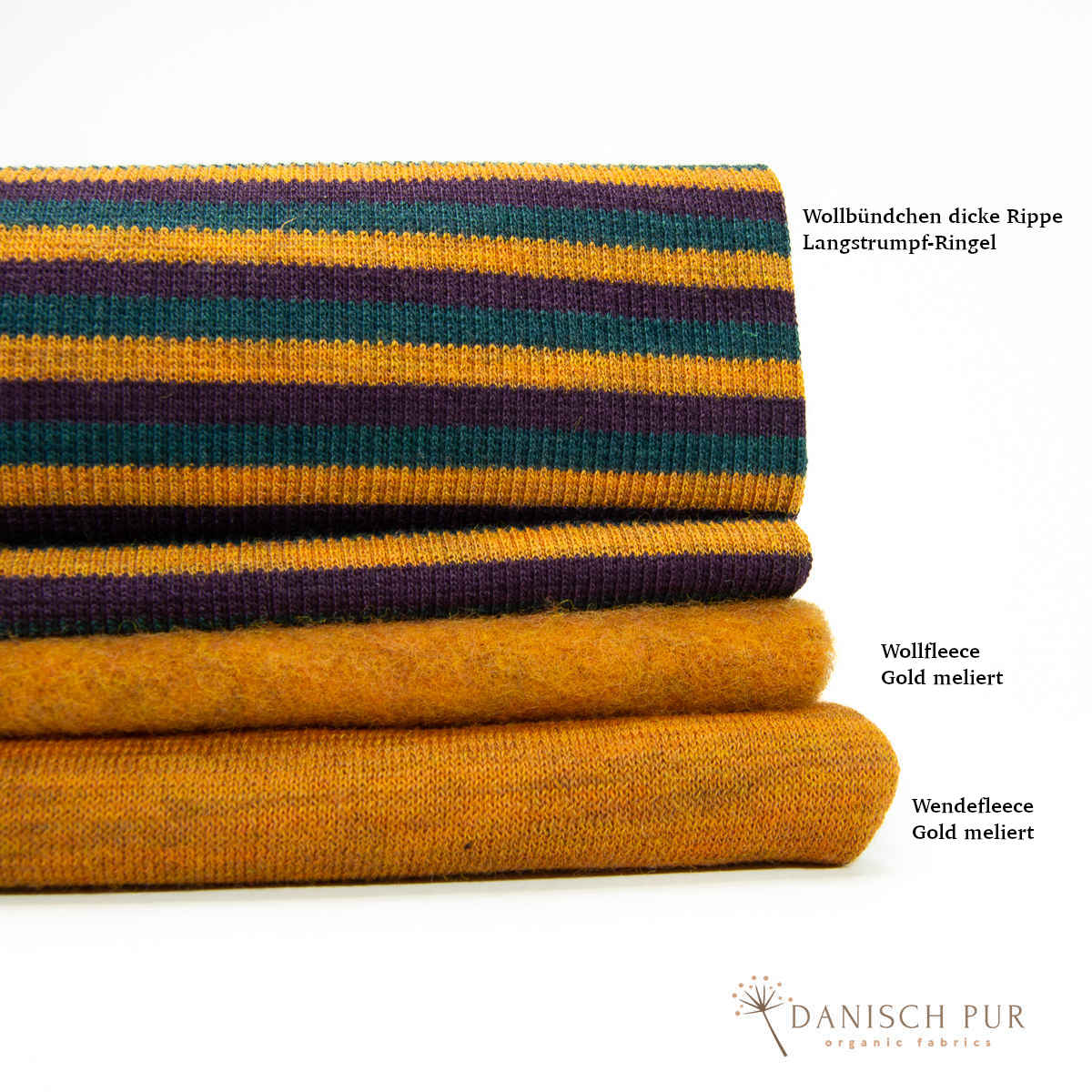 Ringelbündchen Bio Wollbündchen Langstrumpf-Ringel meliert Rippe im Schlauch (kbt, mulesingfrei)