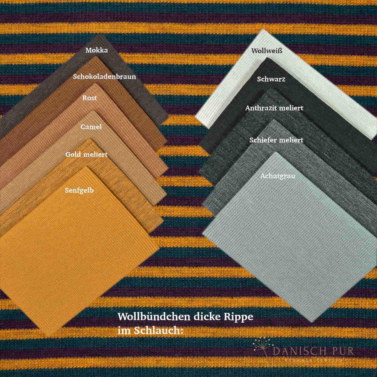 Ringelbündchen Bio Wollbündchen Langstrumpf-Ringel meliert Rippe im Schlauch (kbt, mulesingfrei)