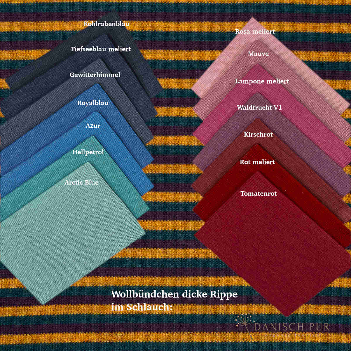 Ringelbündchen Bio Wollbündchen Langstrumpf-Ringel meliert Rippe im Schlauch (kbt, mulesingfrei)