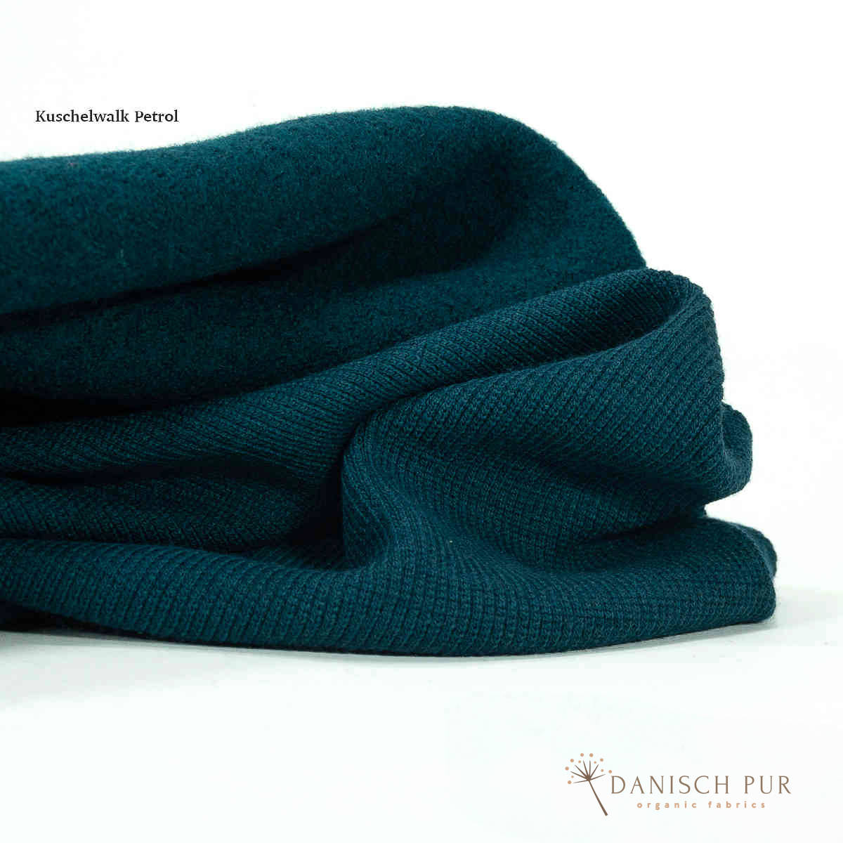 Bio Wollbündchen Ocean-Petrol (kbt, mulesingfrei) Rippe im Schlauch
