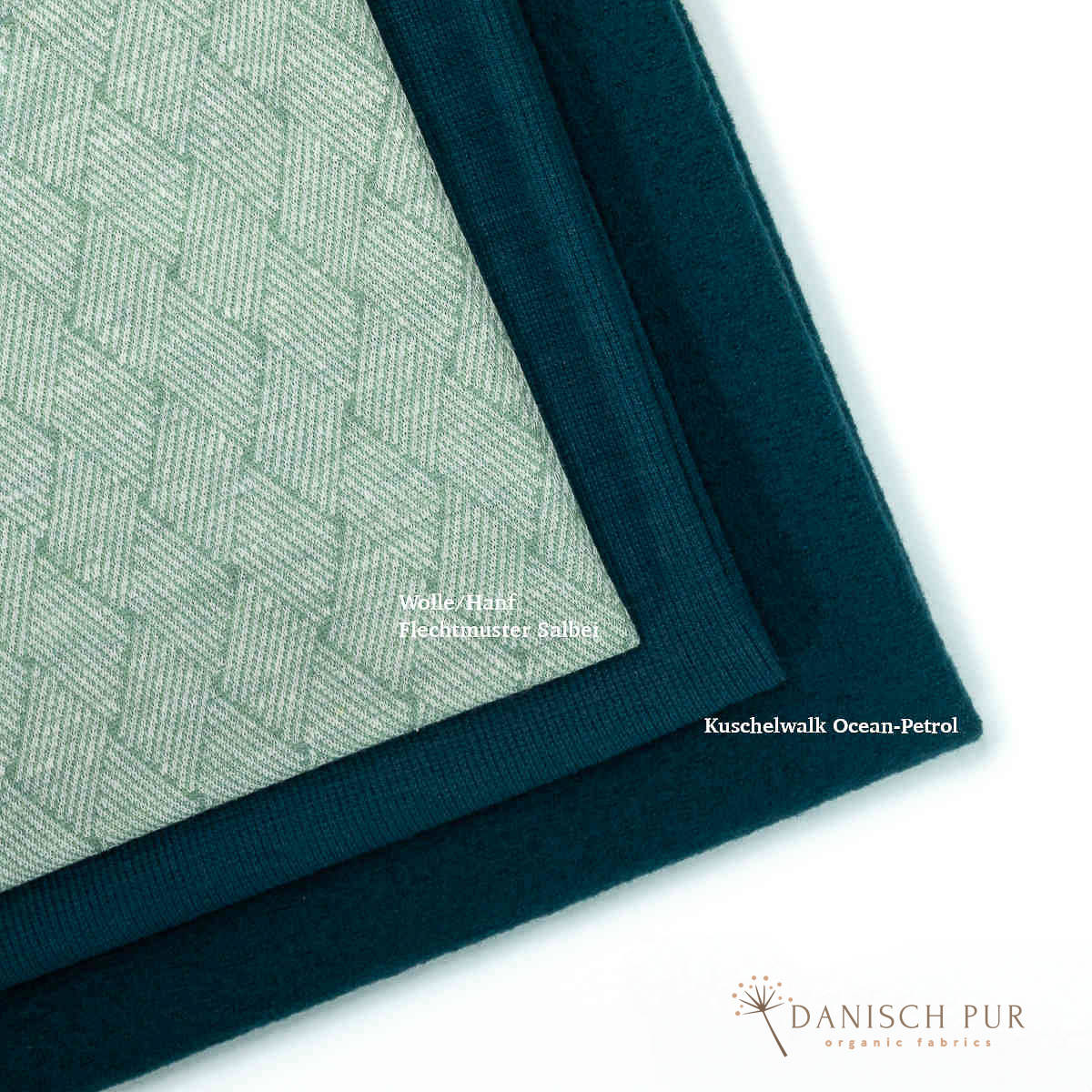 Bio Wollbündchen Ocean-Petrol (kbt, mulesingfrei) Rippe im Schlauch