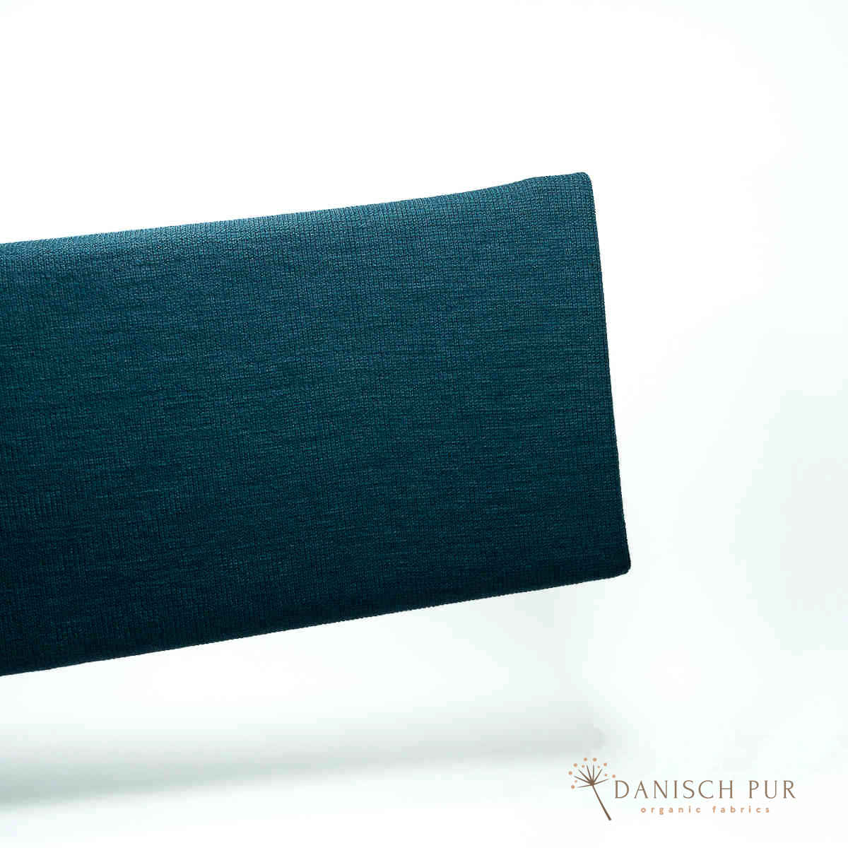 Bio Wollbündchen Ocean-Petrol (kbt, mulesingfrei) Rippe im Schlauch