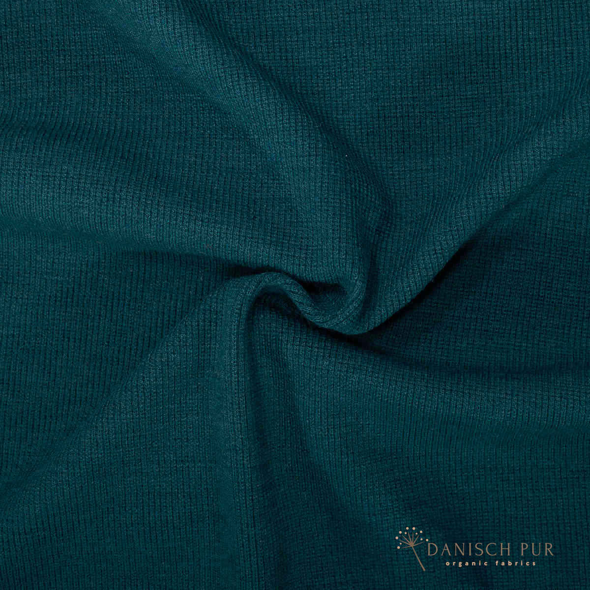 Bio Wollbündchen Ocean-Petrol (kbt, mulesingfrei) Rippe im Schlauch