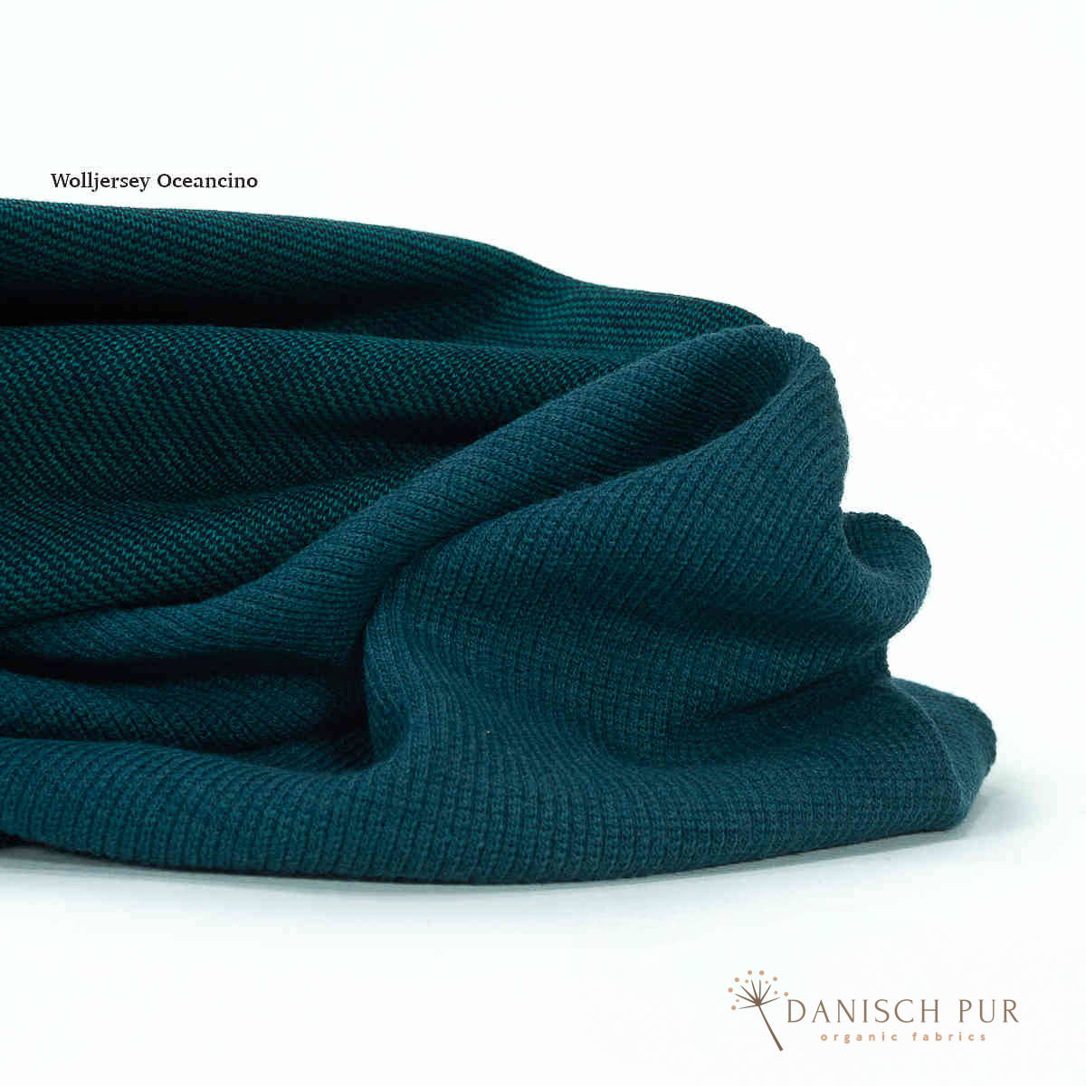 Bio Wollbündchen Ocean-Petrol (kbt, mulesingfrei) Rippe im Schlauch