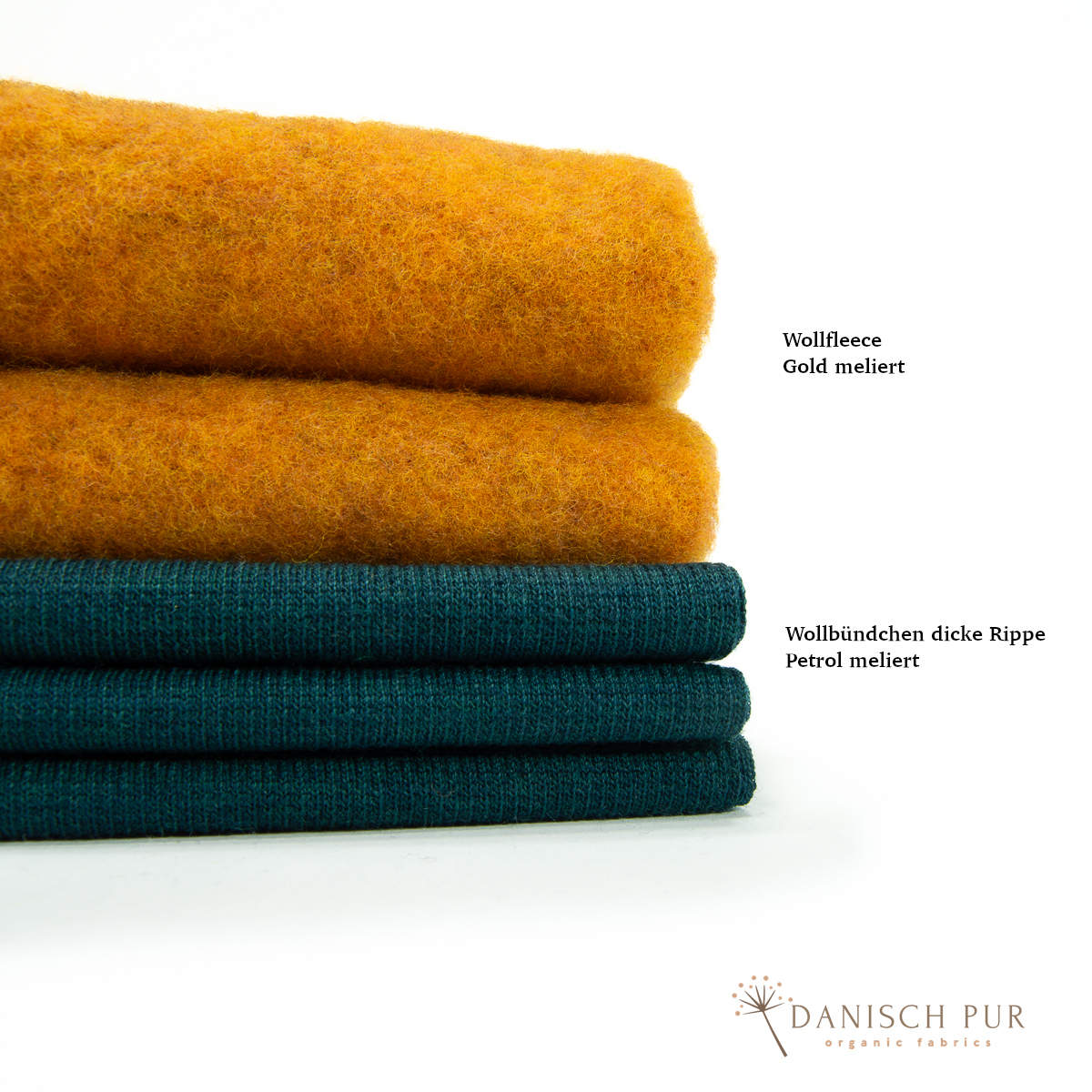 Bio Wollbündchen Petrol meliert (kbt, mulesingfrei) Rippe im Schlauch