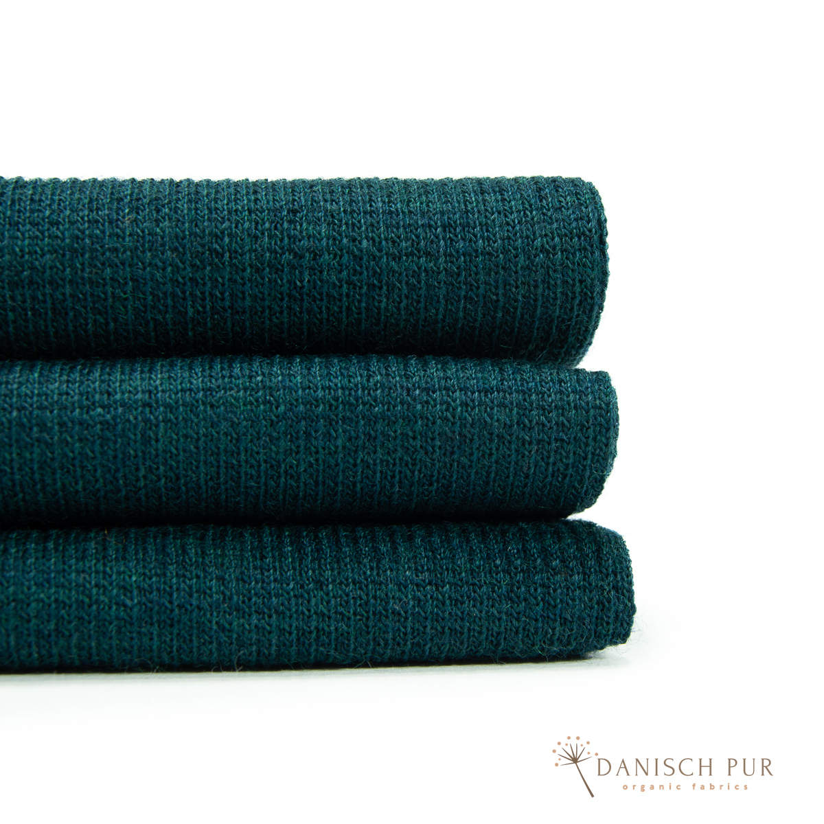 Bio Wollbündchen Petrol meliert (kbt, mulesingfrei) Rippe im Schlauch