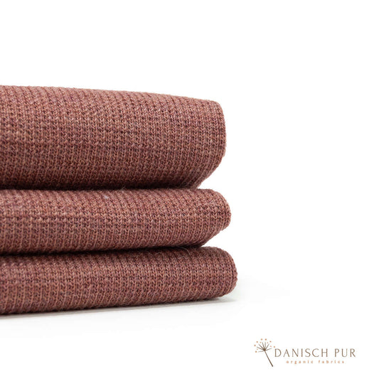 Organic wool ribbing, rosewood melange (organic, mulesing-free), ribbed in a tube