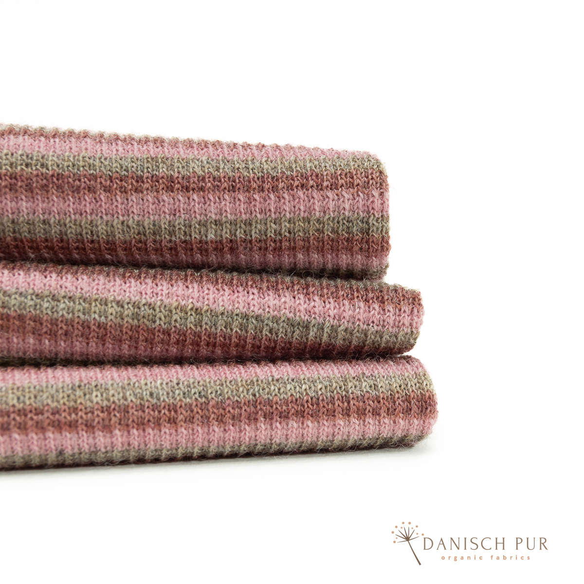 Organic wool cuffs with striped long stockings, melange ribbed in a tube (organic, mulesing-free)