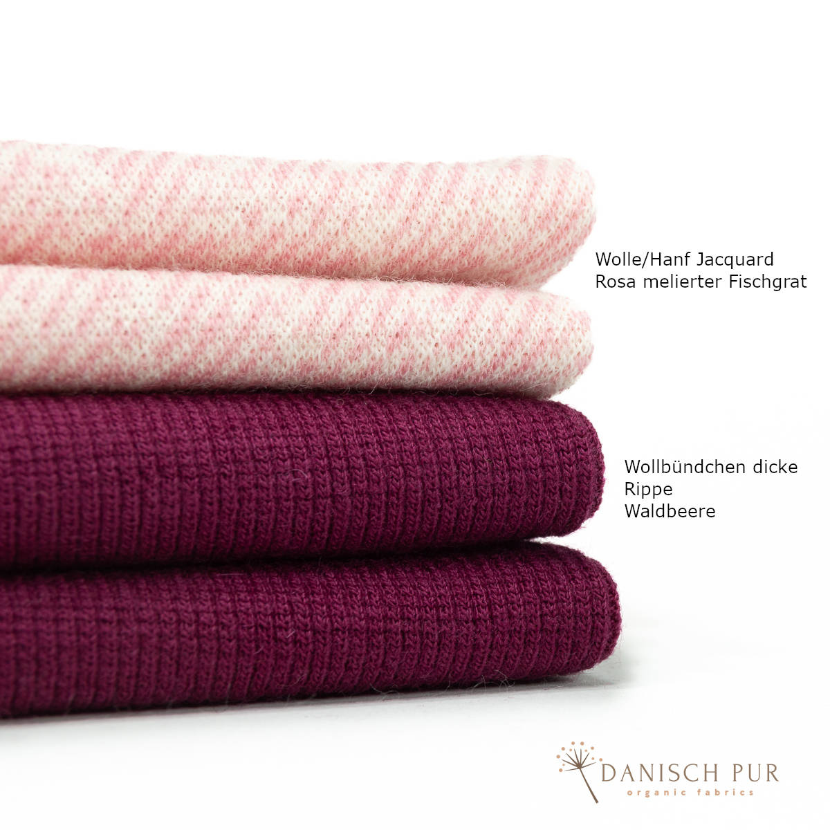 Organic wool ribbing, Lampone melange (organic, mulesing-free), ribbed in a tube