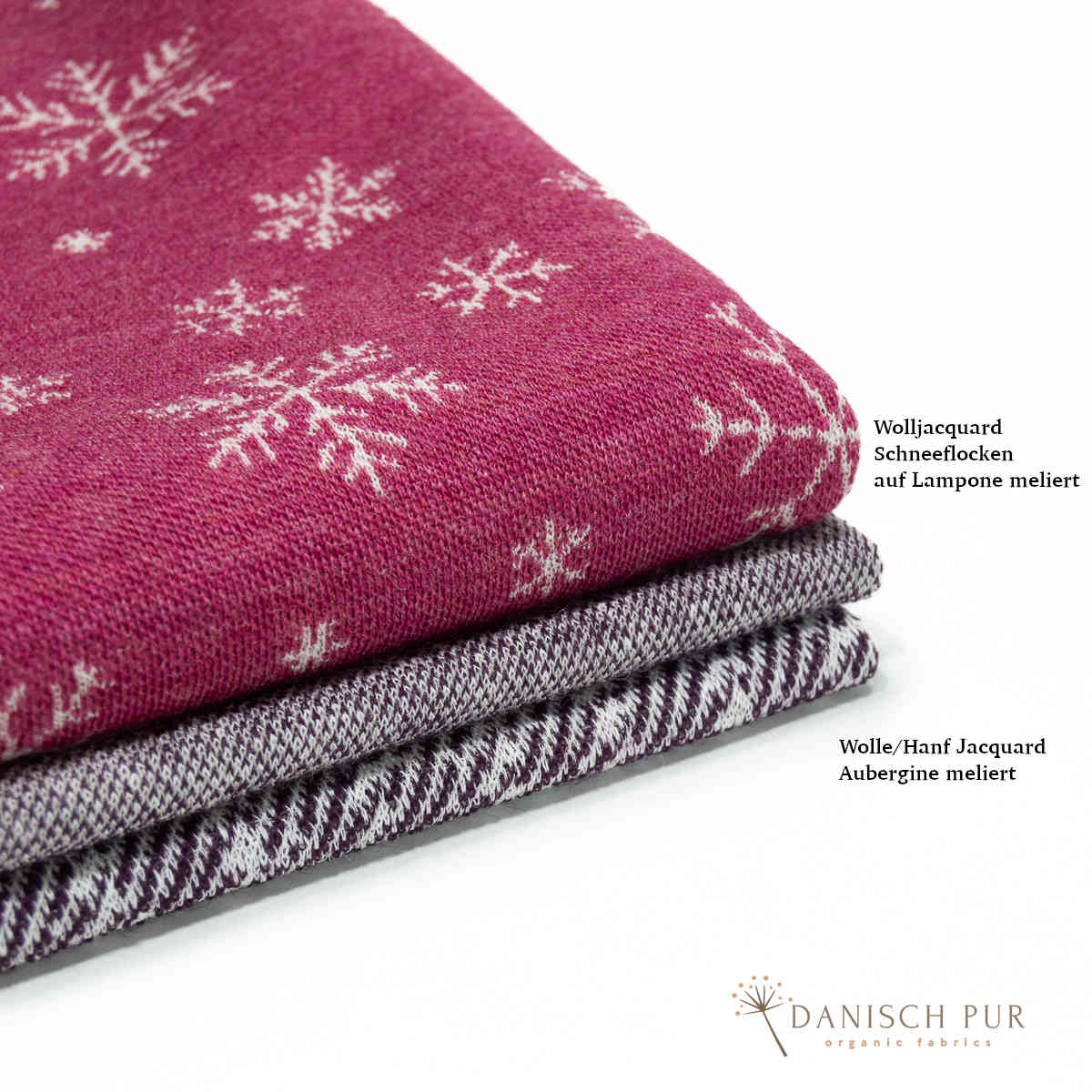 Coupon 50 cm Bio Wolle-Hanf (kbt, mulesingfreit-kba) Aubergine melierter Fischgrat