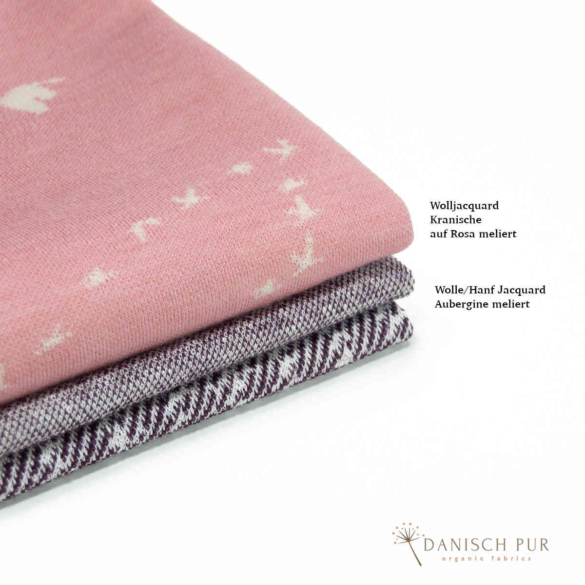 Coupon 50 cm Bio Wolle-Hanf (kbt, mulesingfreit-kba) Aubergine melierter Fischgrat