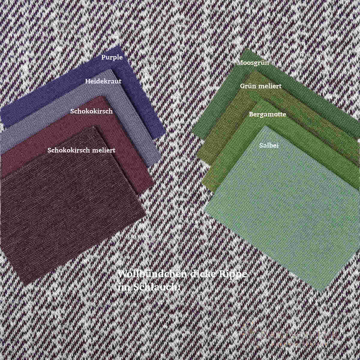 Coupon 50 cm Bio Wolle-Hanf (kbt, mulesingfreit-kba) Aubergine melierter Fischgrat