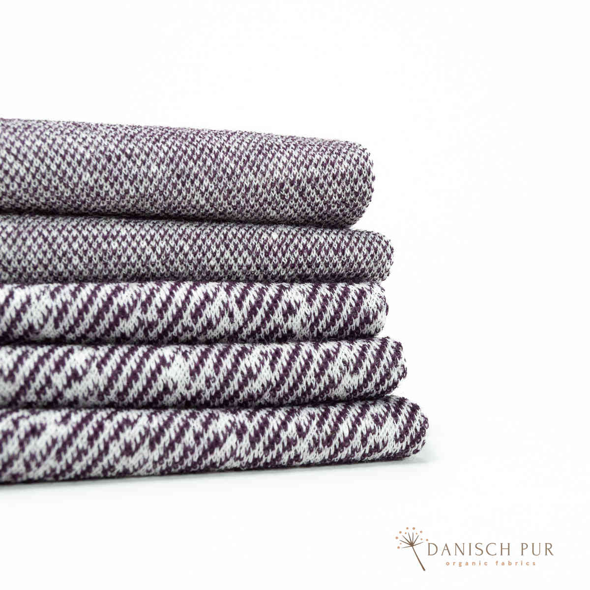 Coupon 50 cm Bio Wolle-Hanf (kbt, mulesingfreit-kba) Aubergine melierter Fischgrat