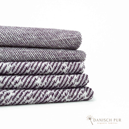 Coupon 50 cm Bio Wolle-Hanf (kbt, mulesingfreit-kba) Aubergine melierter Fischgrat